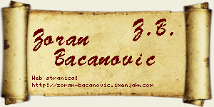 Zoran Bacanović vizit kartica